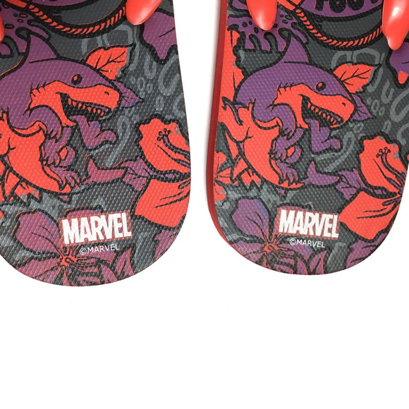 Marvel DEADPOOL Sandals Flip Flops Mens 11.5 Red Black Purple Toot Toot Dr Doom - Picture 6 of 6